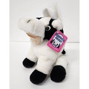 Vintage 1995 Caffey Cow Hand Puppet Plush Soft Kids Toy Black White NEW